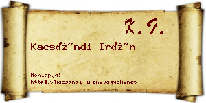 Kacsándi Irén névjegykártya